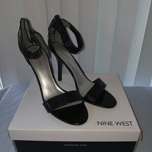 Nine West Sequin Black Stilletto Heels